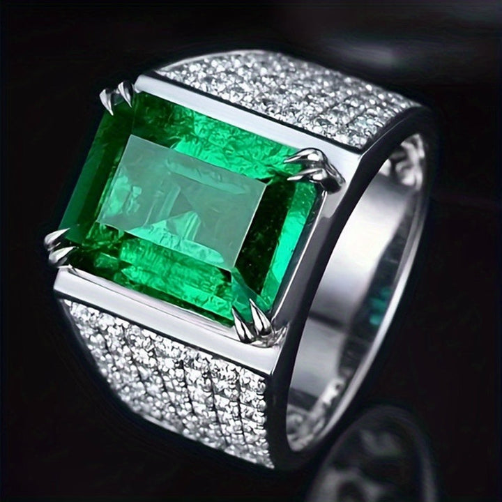 Anel Elsa com Pedra de Esmeralda e Diamantes