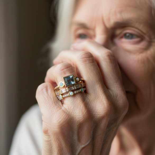 Комплект винтидж пръстени с сини кристали