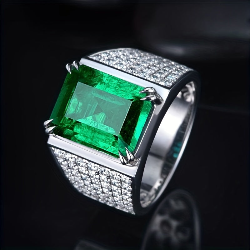 Anel Elsa com Pedra de Esmeralda e Diamantes