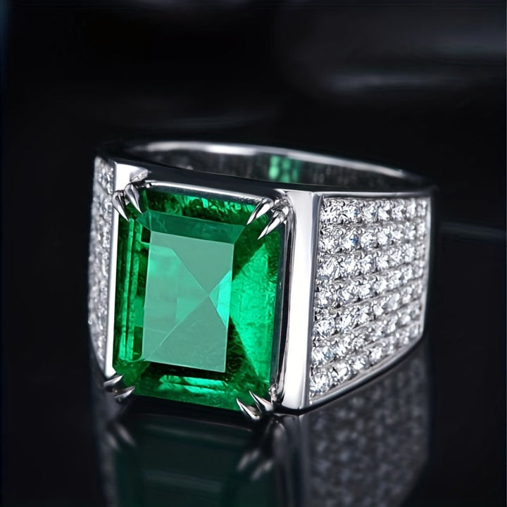 Anel Elsa com Pedra de Esmeralda e Diamantes